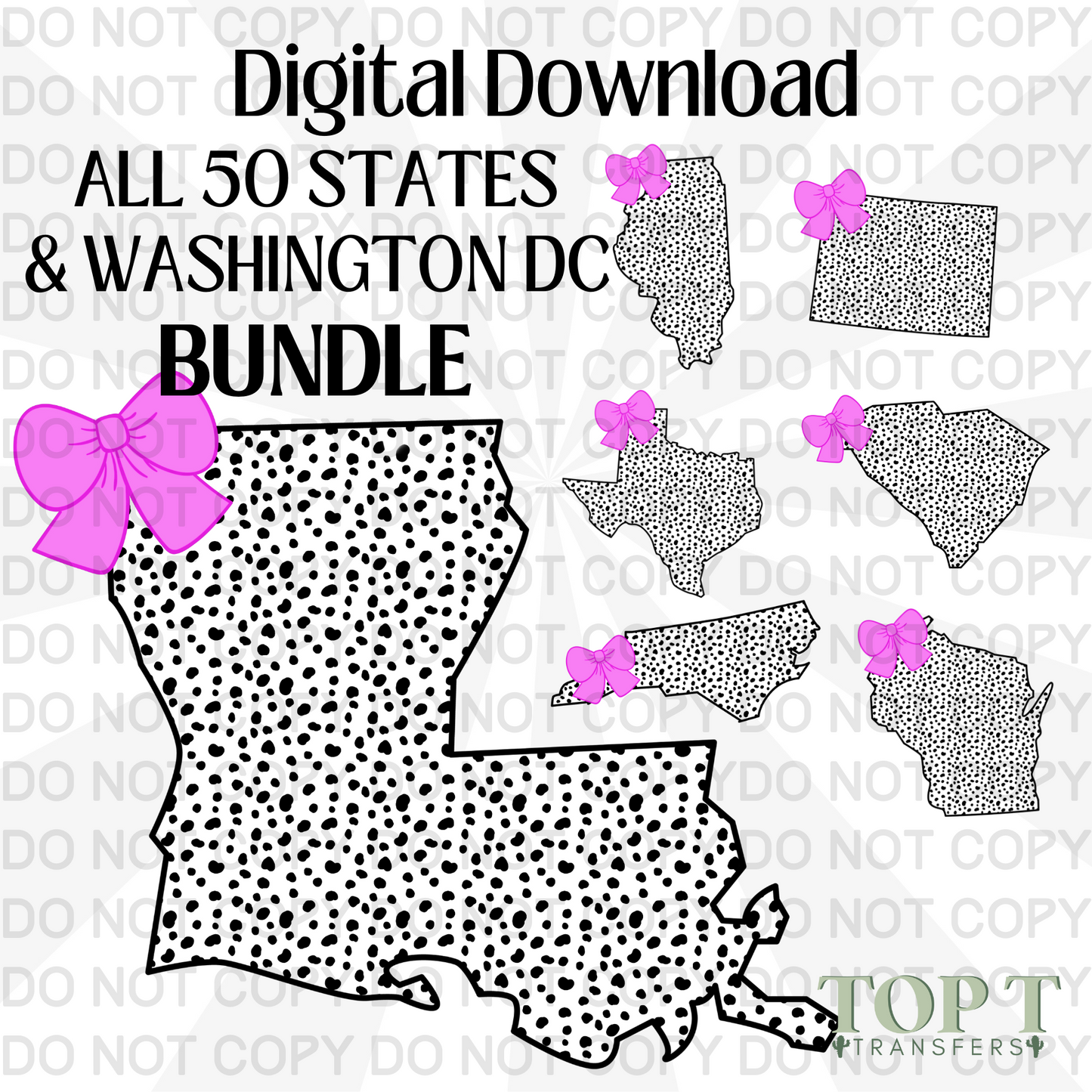DALMATIAN PRINT & BOW STATES *bundle* (DIGITAL DOWNLOAD PNG)