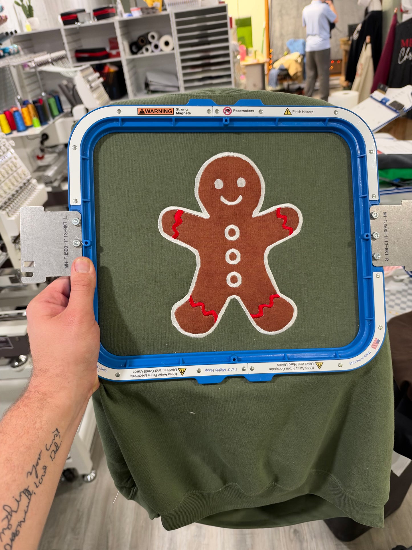 Gingerbread Embroidered Applique Crewneck