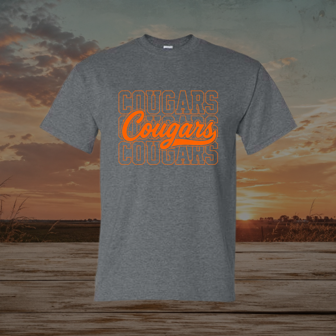 Orange Stacked Cougars