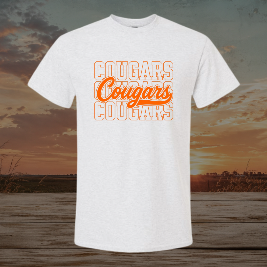 Orange Stacked Cougars