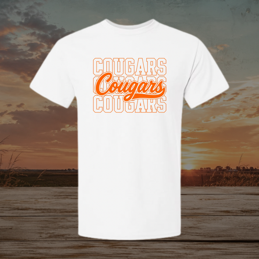 Orange Stacked Cougars