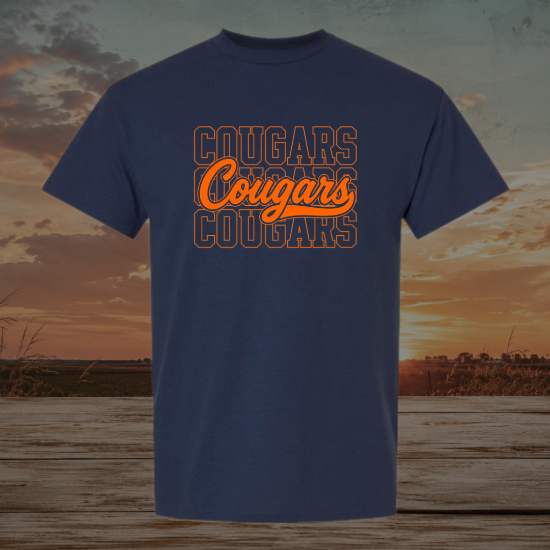 Orange Stacked Cougars