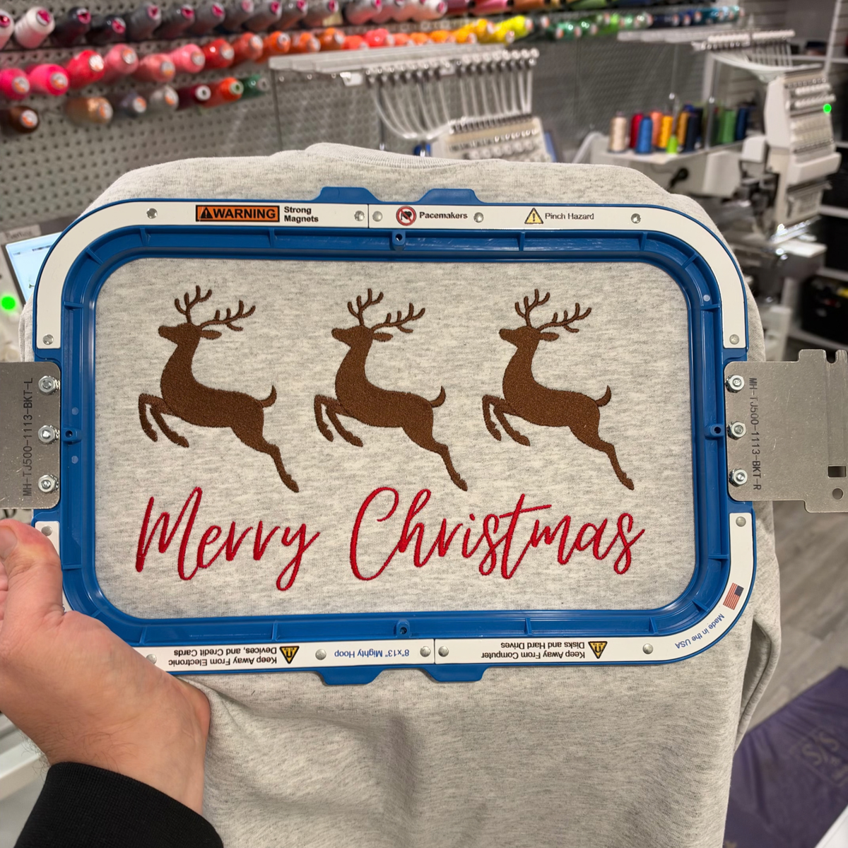 Merry Christmas Reindeer Embroidery Sweatshirt