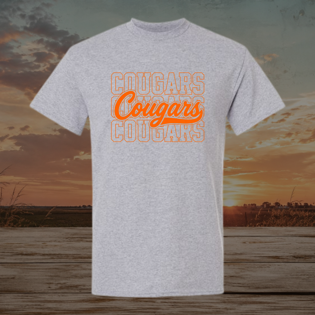 Orange Stacked Cougars
