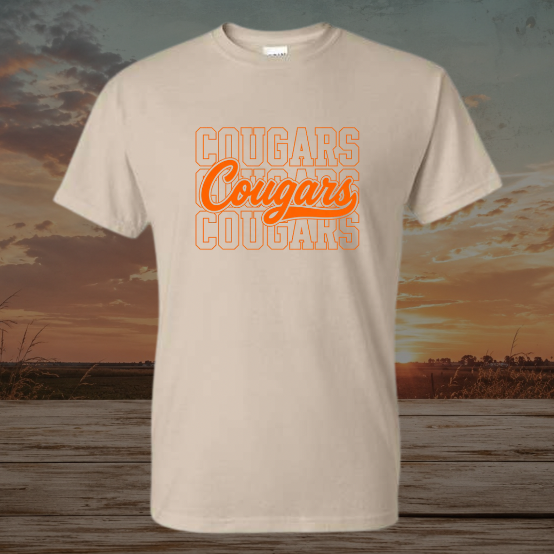 Orange Stacked Cougars