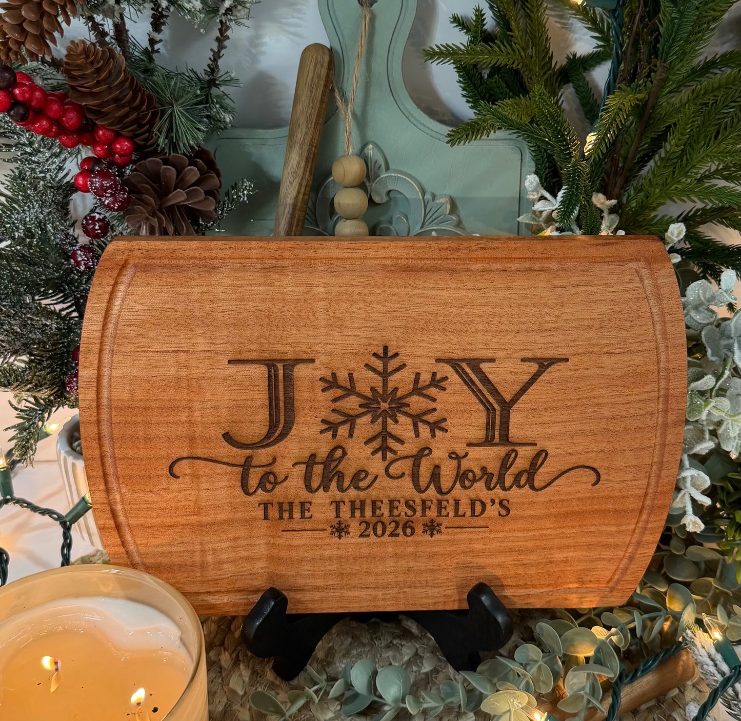 Custom Name & Date Joy to the World  Cutting Board