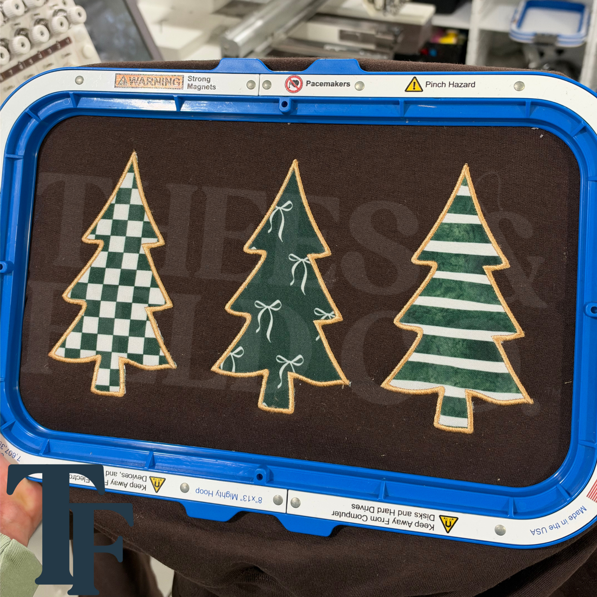 Set of 3 Applique Trees Embroidered Sweatshirt